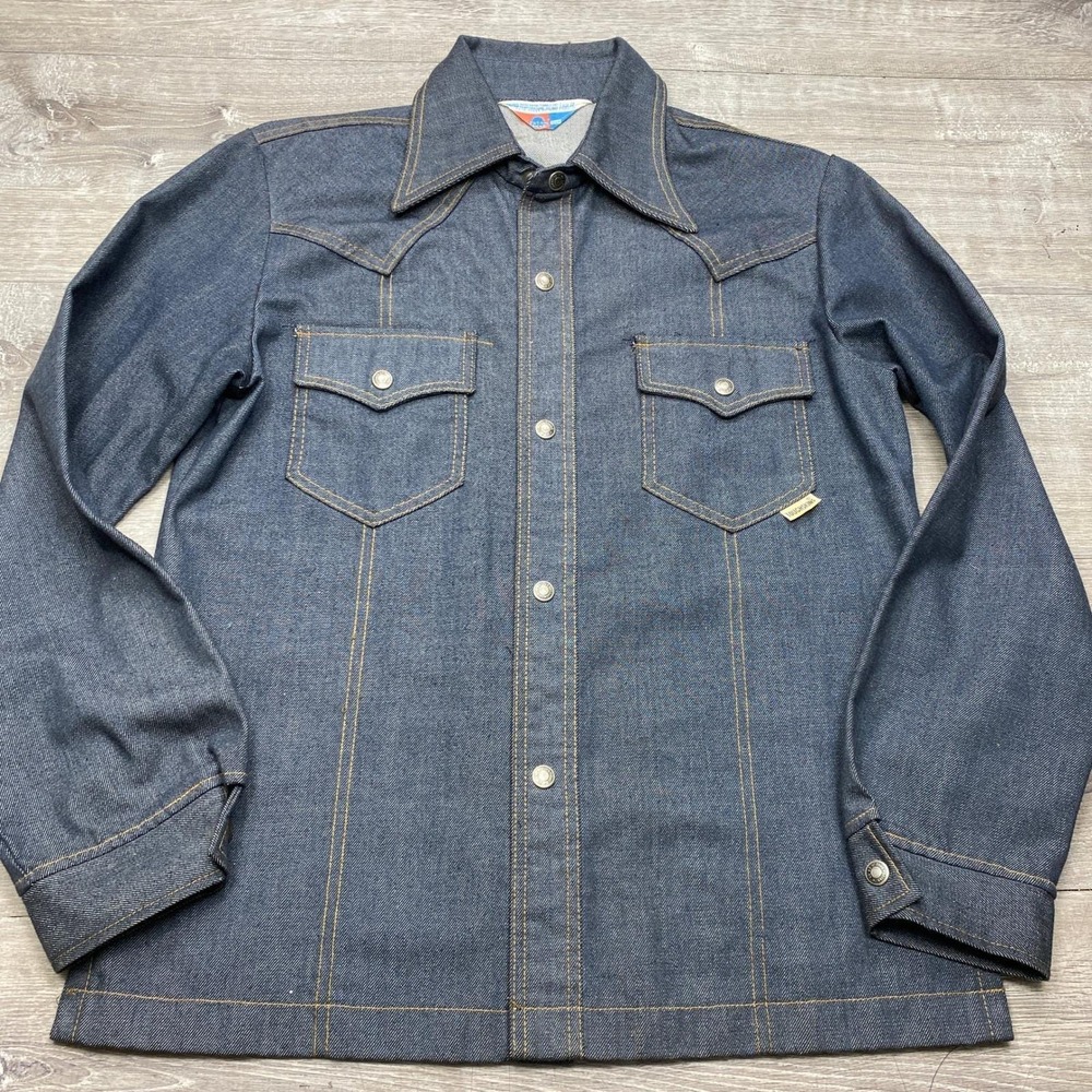 Vintage 70s Sears Put-On Shop Denim Jacket Size 22 Chest 38 Union Made USA